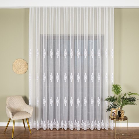 Firanka haftowana na metry FH0030 wysokość 285 cm kolor biały