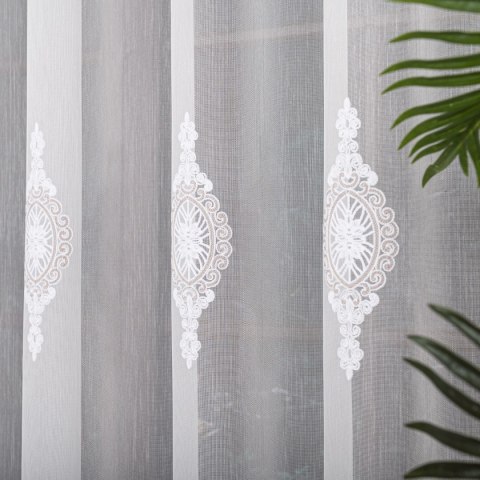 Firanka haftowana na metry FH0030 wysokość 285 cm kolor biały