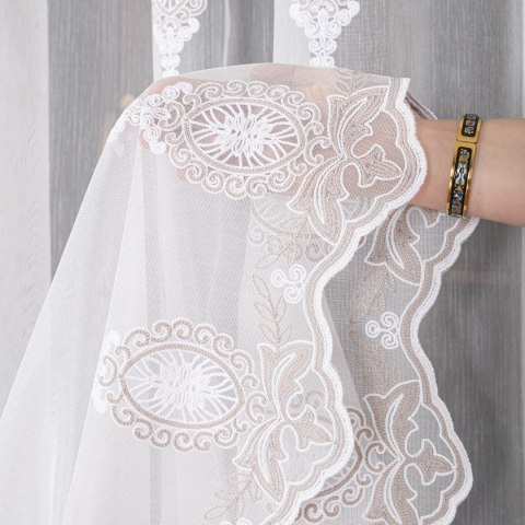 Firanka haftowana na metry FH0030 wysokość 285 cm kolor biały
