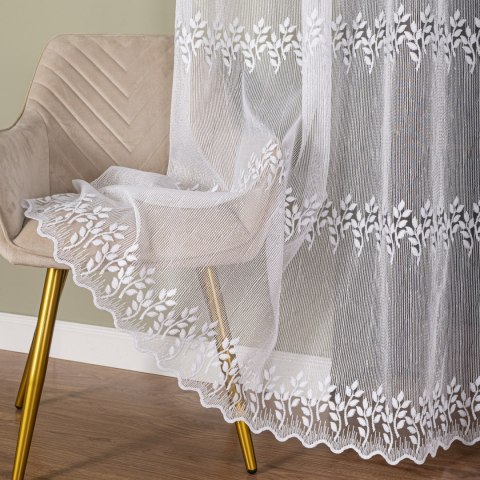 Firanka haftowana na metry FH0033 wysokość 285 cm kolor biały