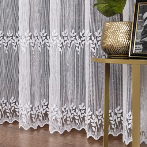 Firanka haftowana na metry FH0033 wysokość 285 cm kolor biały