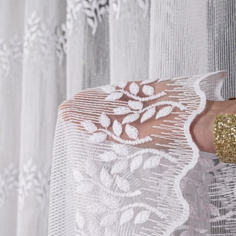 Firanka haftowana na metry FH0033 wysokość 285 cm kolor biały