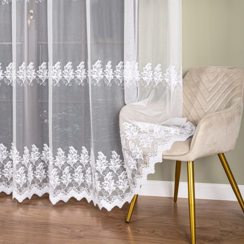 Firanka haftowana na metry FH0046 wysokość 300 cm kolor biały