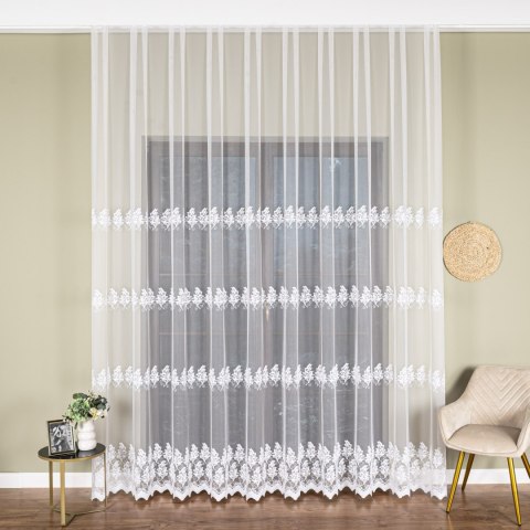 Firanka haftowana na metry FH0046 wysokość 300 cm kolor biały