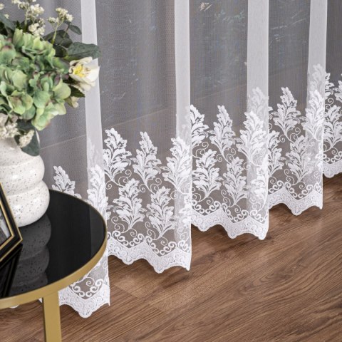 Firanka haftowana na metry FH0046 wysokość 300 cm kolor biały