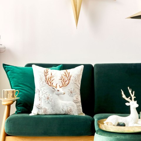 JELONEK Z EFEKTEM 3D Poszewka dekoracyjna VELVET, 40x40cm, kolor 001 szaro biały PBN344/POP/001/040040/1