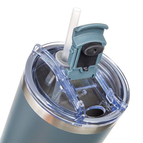 STALOWY KUBEK TERMICZNY TERMOS 1200ml Z RĄCZKĄ I SŁOMKĄ BANQUET TWAIN SZARY