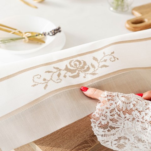 ASTRA Obrus z haftem, szerokość 140cm x wysokość 180cm, kolor 001 biały 241247/KSP/L01/140180/1