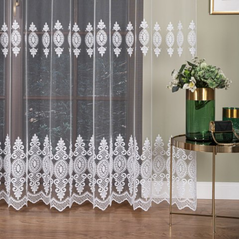 Firanka haftowana na metry FH0018 wysokość 285 cm kolor biały