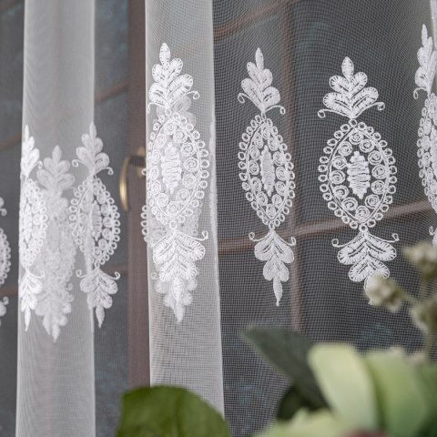 Firanka haftowana na metry FH0018 wysokość 285 cm kolor biały