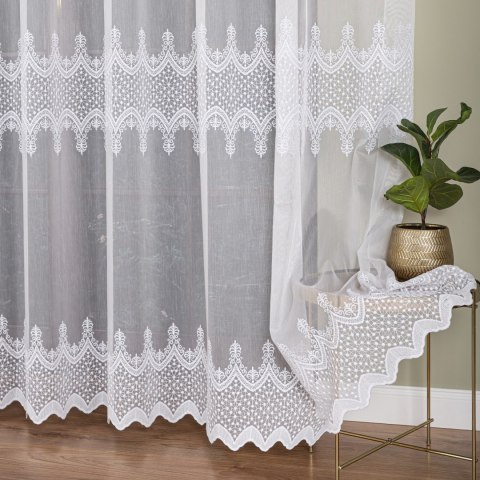 Firanka haftowana na metry FH0027 wysokość 285 cm kolor biały