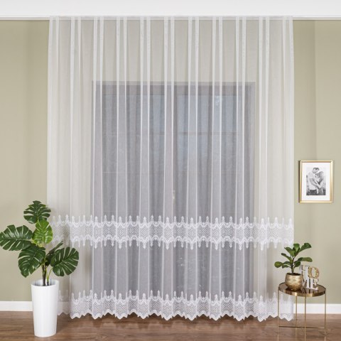 Firanka haftowana na metry FH0027 wysokość 285 cm kolor biały