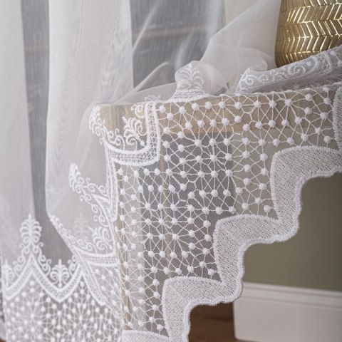 Firanka haftowana na metry FH0027 wysokość 285 cm kolor biały