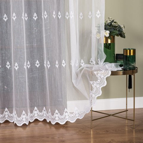 Firanka haftowana na metry FH0040 wysokość 300 cm kolor biały