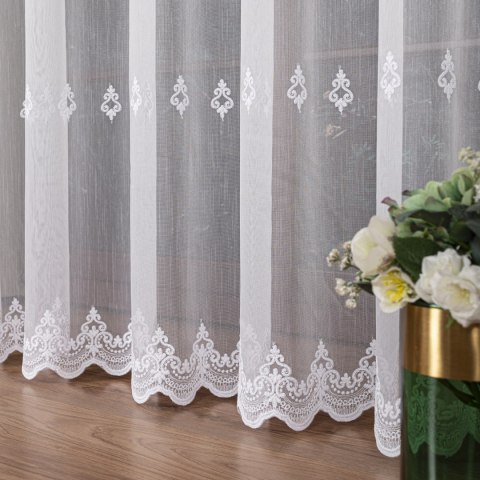 Firanka haftowana na metry FH0040 wysokość 300 cm kolor biały