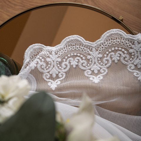 Firanka haftowana na metry FH0040 wysokość 300 cm kolor biały