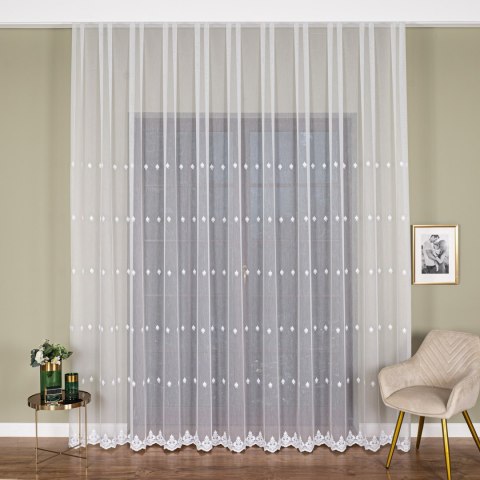 Firanka haftowana na metry FH0042 wysokość 300 cm kolor biały