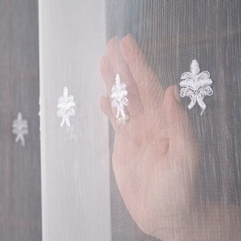 Firanka haftowana na metry FH0042 wysokość 300 cm kolor biały