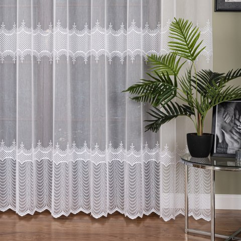 Firanka haftowana na metry FH0045 wysokość 300 cm kolor biały