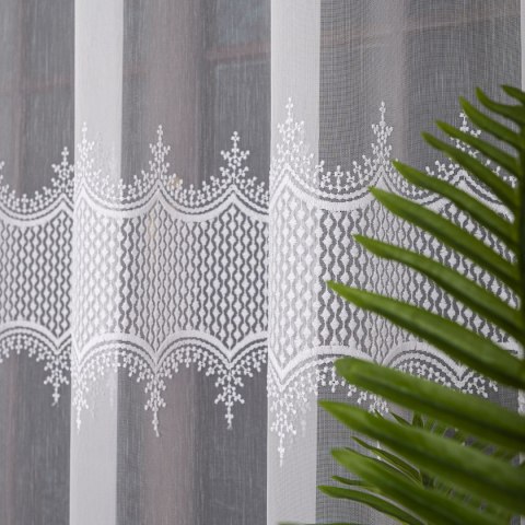 Firanka haftowana na metry FH0045 wysokość 300 cm kolor biały