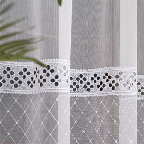 Firanka haftowana na metry FH0019 wysokość 285 cm kolor biały