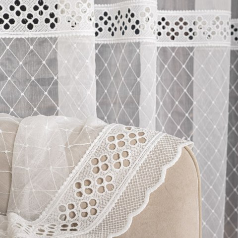 Firanka haftowana na metry FH0019 wysokość 285 cm kolor biały