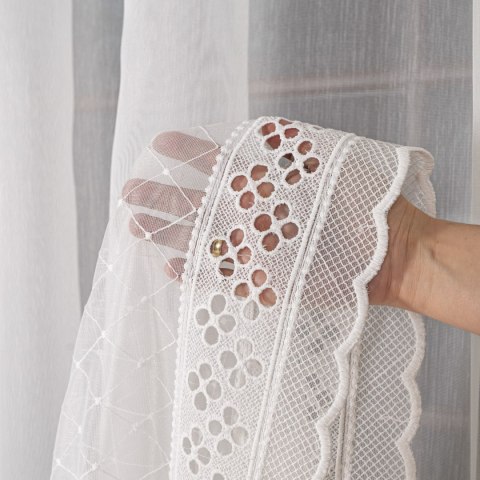 Firanka haftowana na metry FH0019 wysokość 285 cm kolor biały