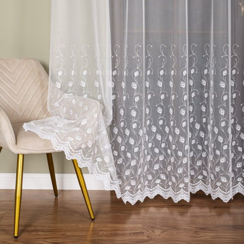 Firanka haftowana na metry FH0049 wysokość 300 cm kolor biały