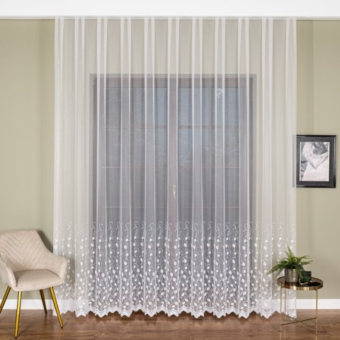 Firanka haftowana na metry FH0049 wysokość 300 cm kolor biały