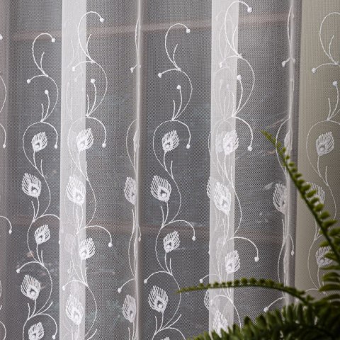 Firanka haftowana na metry FH0049 wysokość 300 cm kolor biały