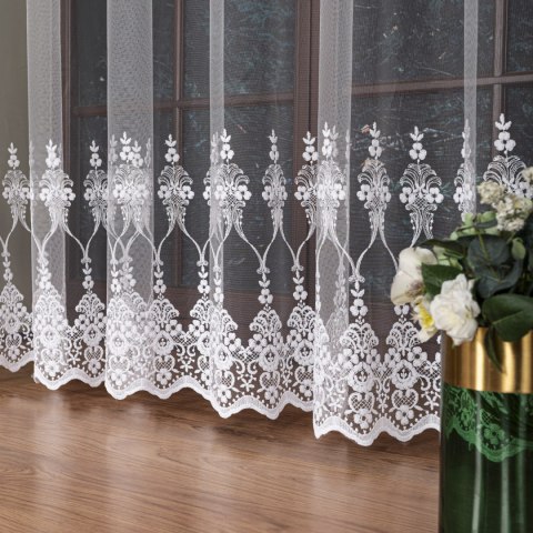 Firanka haftowana na metry FH0036 wysokość 300 cm kolor biały