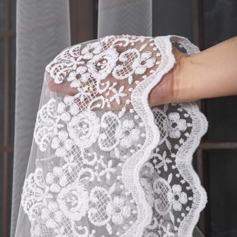 Firanka haftowana na metry FH0036 wysokość 300 cm kolor biały