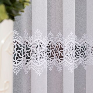 Firanka z aplikacją, wysokość 175cm, kolor 001 biały 009423/433/001/000175/1