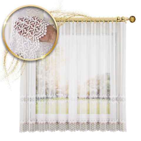 Firanka z aplikacją, wysokość 175cm, kolor 001 biały 009423/433/001/000175/1