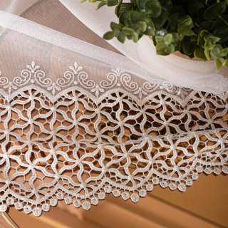 Firanka z aplikacją, wysokość 175cm, kolor 112 biały ze złotym 009423/433/112/000175/1