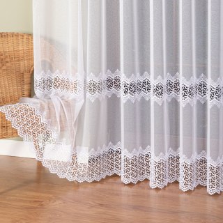 Firanka z aplikacją, wysokość 280cm, kolor 001 biały 009423/433/001/000280/1