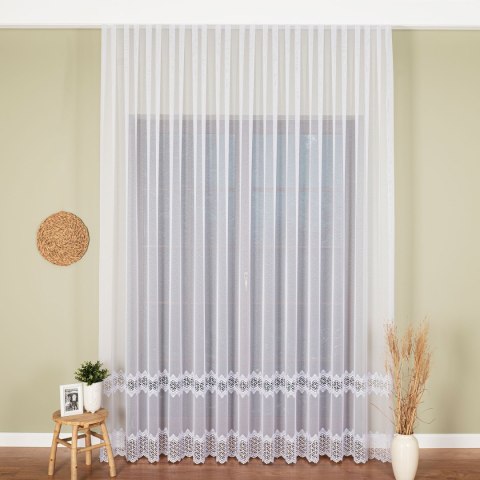 Firanka z aplikacją, wysokość 280cm, kolor 001 biały 009423/433/001/000280/1
