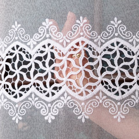 Firanka z aplikacją, wysokość 280cm, kolor 001 biały 009423/433/001/000280/1