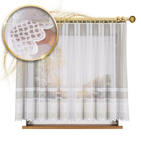 Firanka żakardowa pasowa, wysokość 155cm, kolor 001 biały 107627/000/001/000155/1