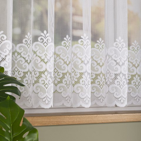 Firanka żakardowa ze wzorem na samym dole, wysokość 155cm, kolor 001 biały 015997/000/001/000155/1