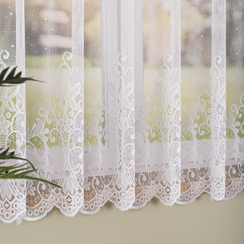 Firanka żakardowa ze wzorem pasowym, wysokość 170cm, kolor 001 biały 019461/000/001/000170/1