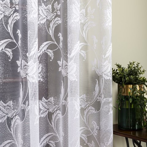 Firanka żakardowa na metry 049815 wysokość 250 cm kolor biały