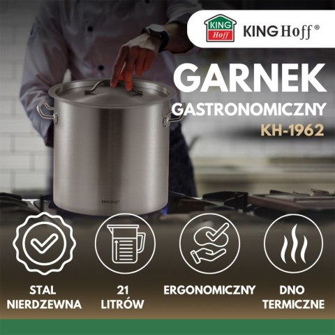 GARNEK GASTRONOMICZNY Z POKRYWĄ STALOWĄ 21L KINGHOFF KH-1962