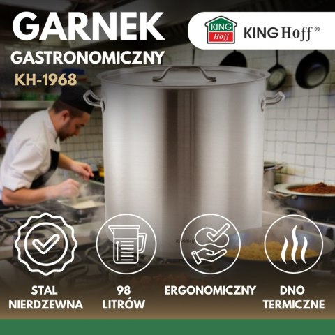 GARNEK GASTRONOMICZNY Z POKRYWĄ STALOWĄ 98L KINGHOFF KH-1968