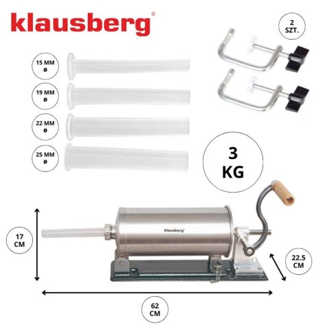 RĘCZNA NADZIEWARKA DO KIEŁBASY 3kg KLAUSBERG KB-7928