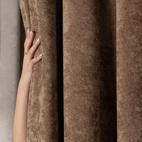 SOFT Zasłona gotowa na przelotkach, szerokość 140cm x wysokość 260cm, kolor 007 jasny brązowy TD0035/ZGP/007/140260/1