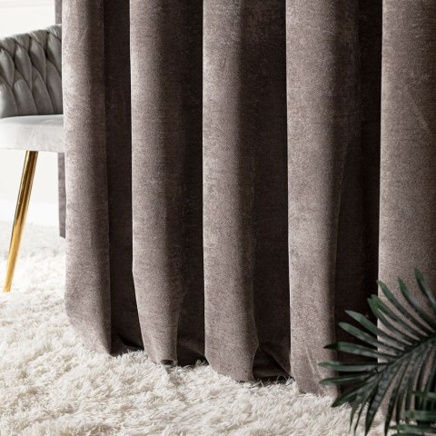 SOFT Zasłona gotowa na przelotkach, szerokość 140cm x wysokość 260cm, kolor 025 szarobrązowy TD0035/ZGP/025/140260/1