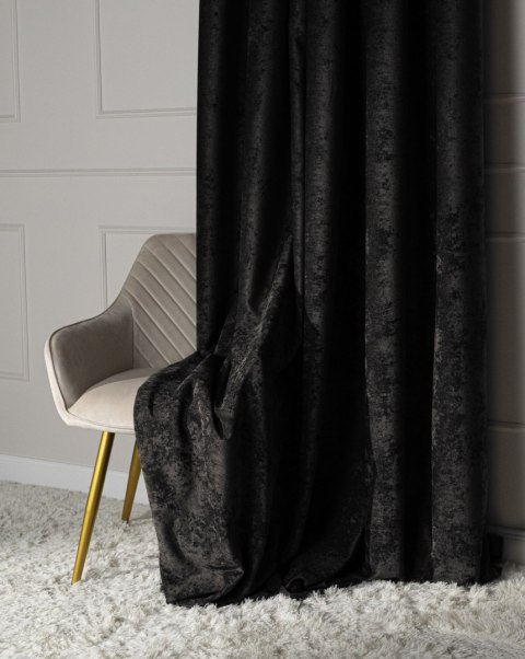 SOFT Zasłona gotowa na przelotkach, szerokość 140cm x wysokość 260cm, kolor 028 czarny TD0035/ZGP/028/140260/1