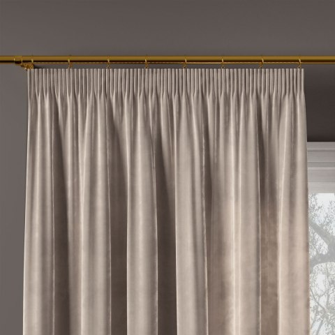 VELVI Zasłona gotowa na taśmie, szerokość 140 x wysokość 230cm, kolor 017 szaro-beżowy VELVI0/ZGT/017/140230/1