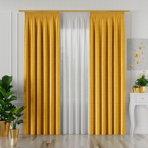 VELVI Zasłona gotowa na taśmie, szerokość 140 x wysokość 230cm, kolor 019 szafranowy VELVI0/ZGT/019/140230/1